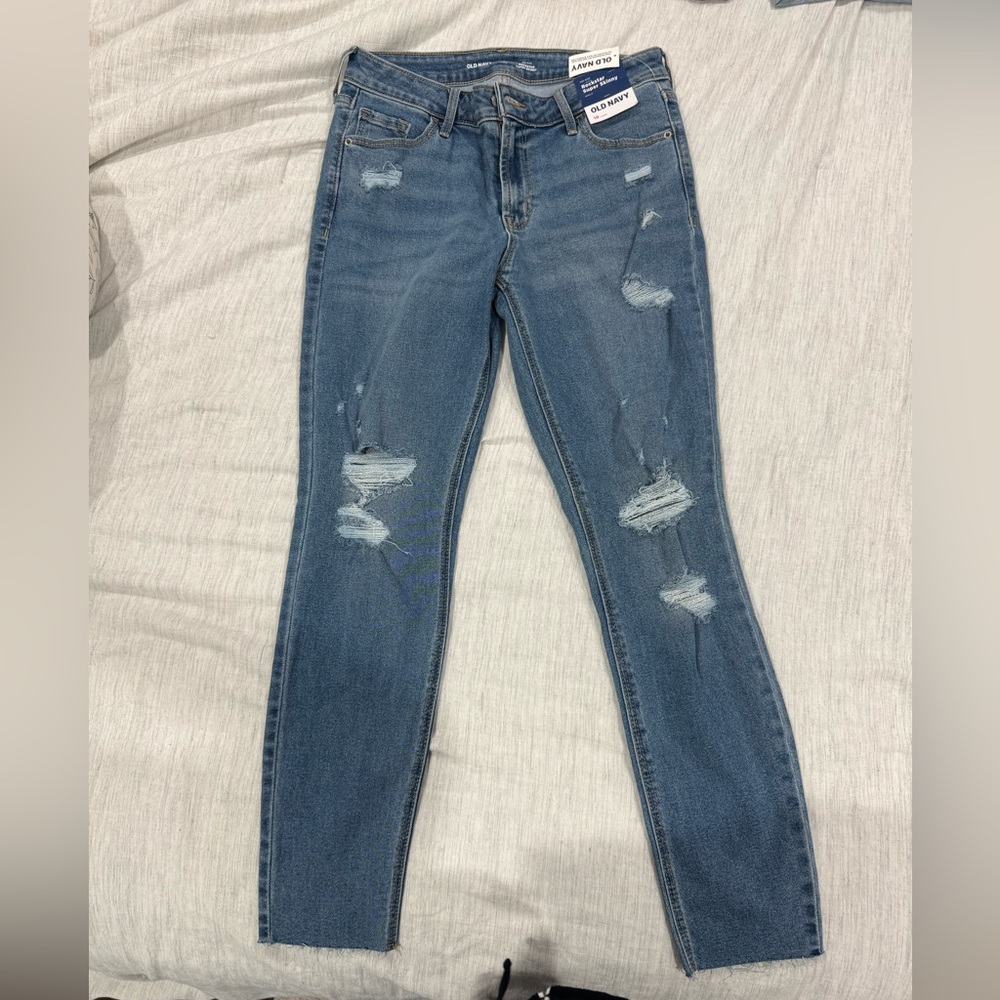 Old Navy Women's Distressed Skinny Jeans - Blue